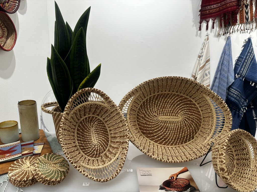 Mayan Hands pine needle basket