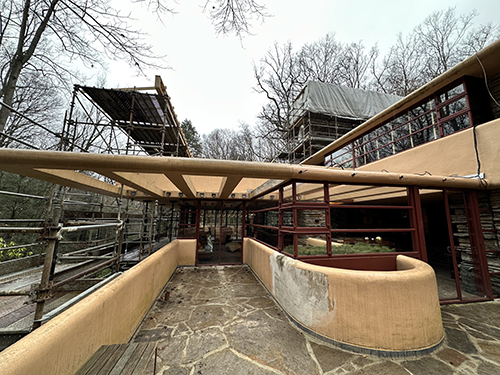 Expected to be completed next year, it is a comprehensive preservation project by the Western Pennsylvania Conservancy, Fallingwater&rsquo;s steward since 1963, on the entire envelope of the building.