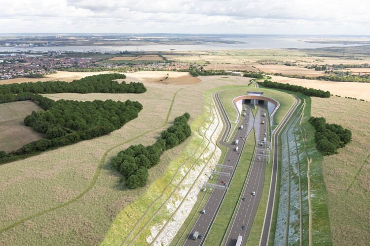 CGI of the southern tunnel entrance of the planned Lower Thames Crossing