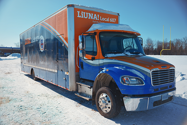 The remote teaching is done using a Freightliner as a mobile classroom.