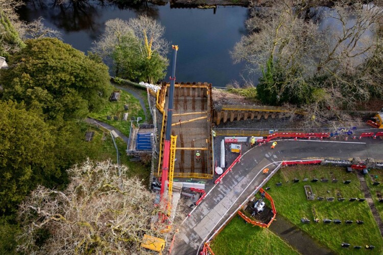 Foundations in place for new Betws-y-Coed bridge