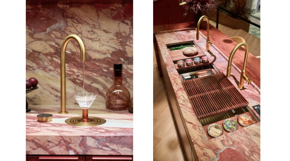 Kohler Workstation, right, and Aquifer beverage faucet