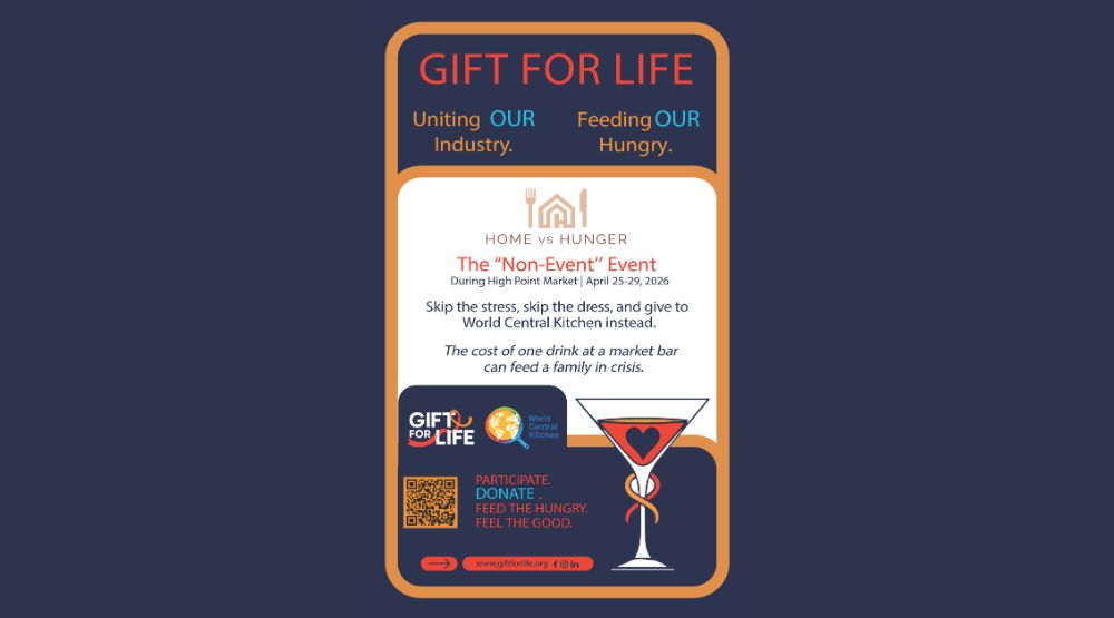 Skip the party, feed a family: Gift for Life’s “Non-Event” returns to High Point Market