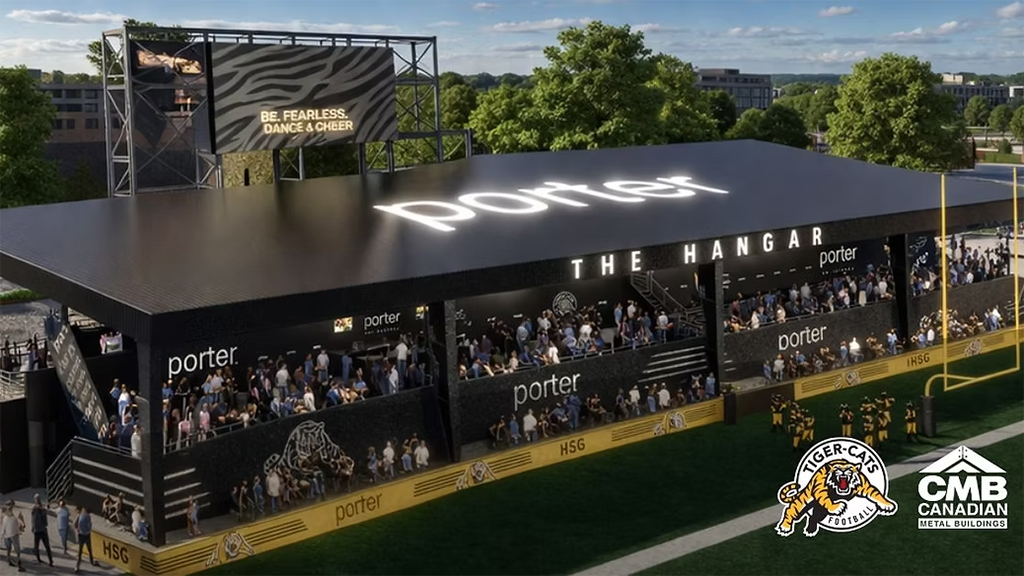 CMB, Tiger-Cats team up for steel structure on Porter Hangar at Hamilton stadium