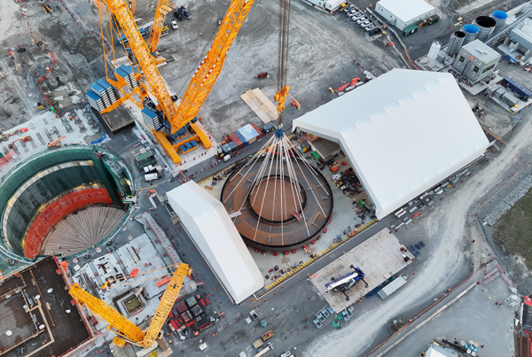 Marking an SMR milestone: Massive crawler crane installs 2.1-million-pound basemat