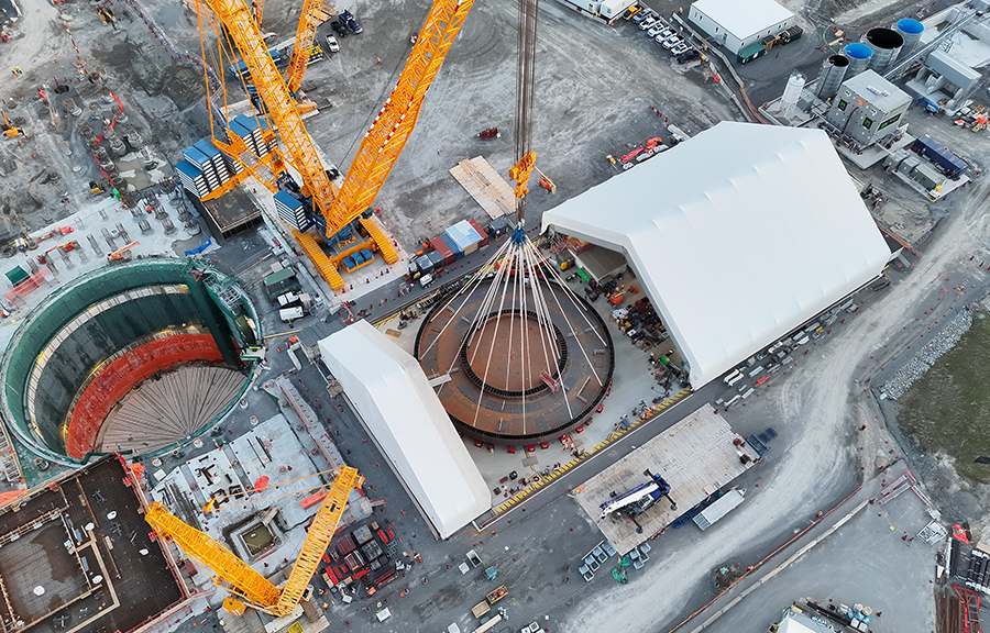 Marking an SMR milestone: Massive crawler crane installs 2.1-million-pound basemat