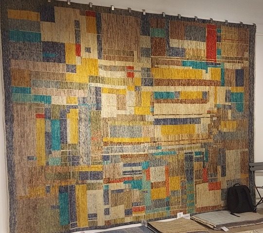 This rug from Samad, shown at the Cover Connect Pop Up, is handmade in Nepal.