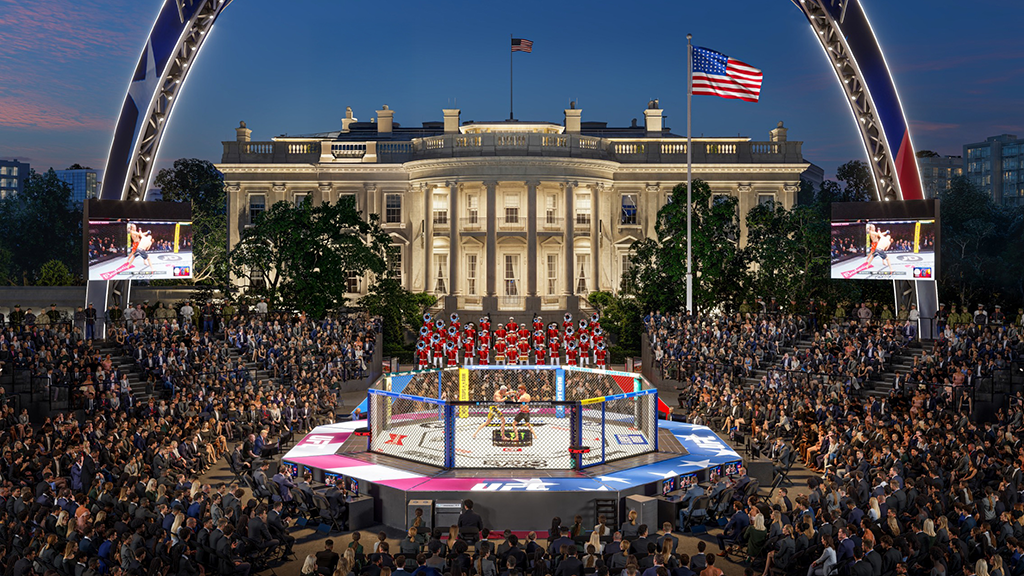 UFC fighting cage rises on White House lawn for bout celebrating America’s 250th anniversary UFC fighting cage rises on White House lawn for bout celebrating America’s 250th anniversary