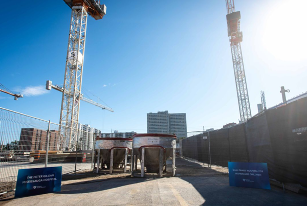 Ceremonial coin toss marks next phase of Peter Gilgan hospital construction