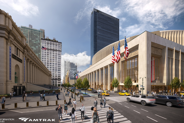 Proposed B transformation of NYC&rsquo;s Penn Station features Roman-style columns, ornamental design
