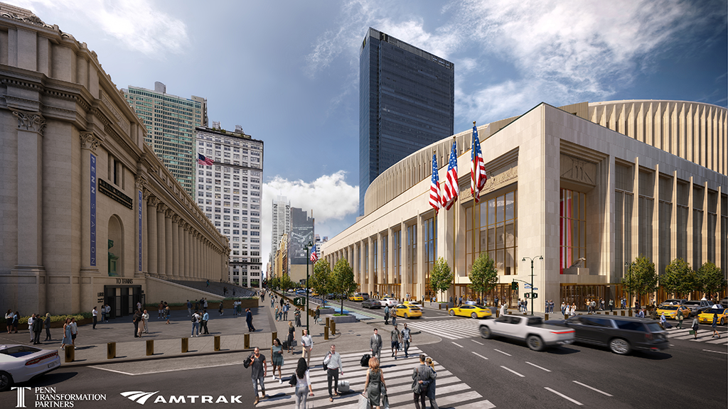 Proposed B transformation of NYC’s Penn Station features Roman-style columns, ornamental design