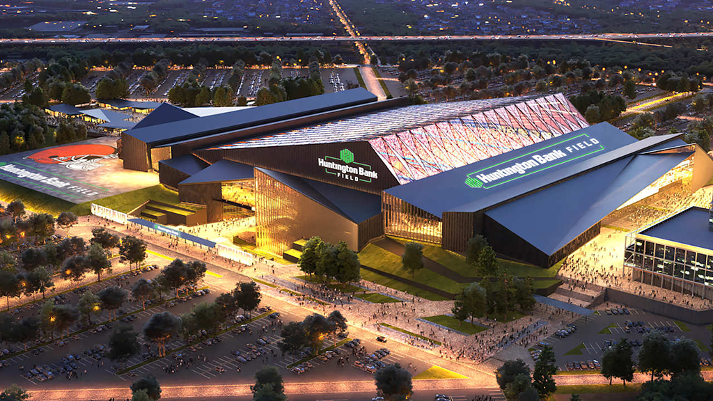 A rendering of the new Cleveland Browns stadium.